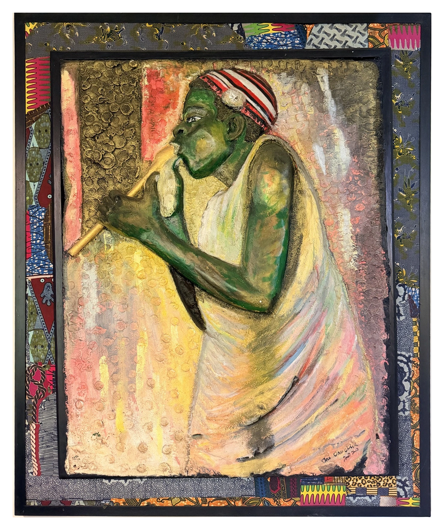 Collection photograph: figure in a patterned frame.