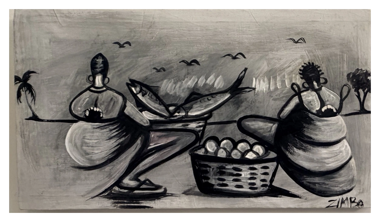 Collection photograph: a market scene in black and white.