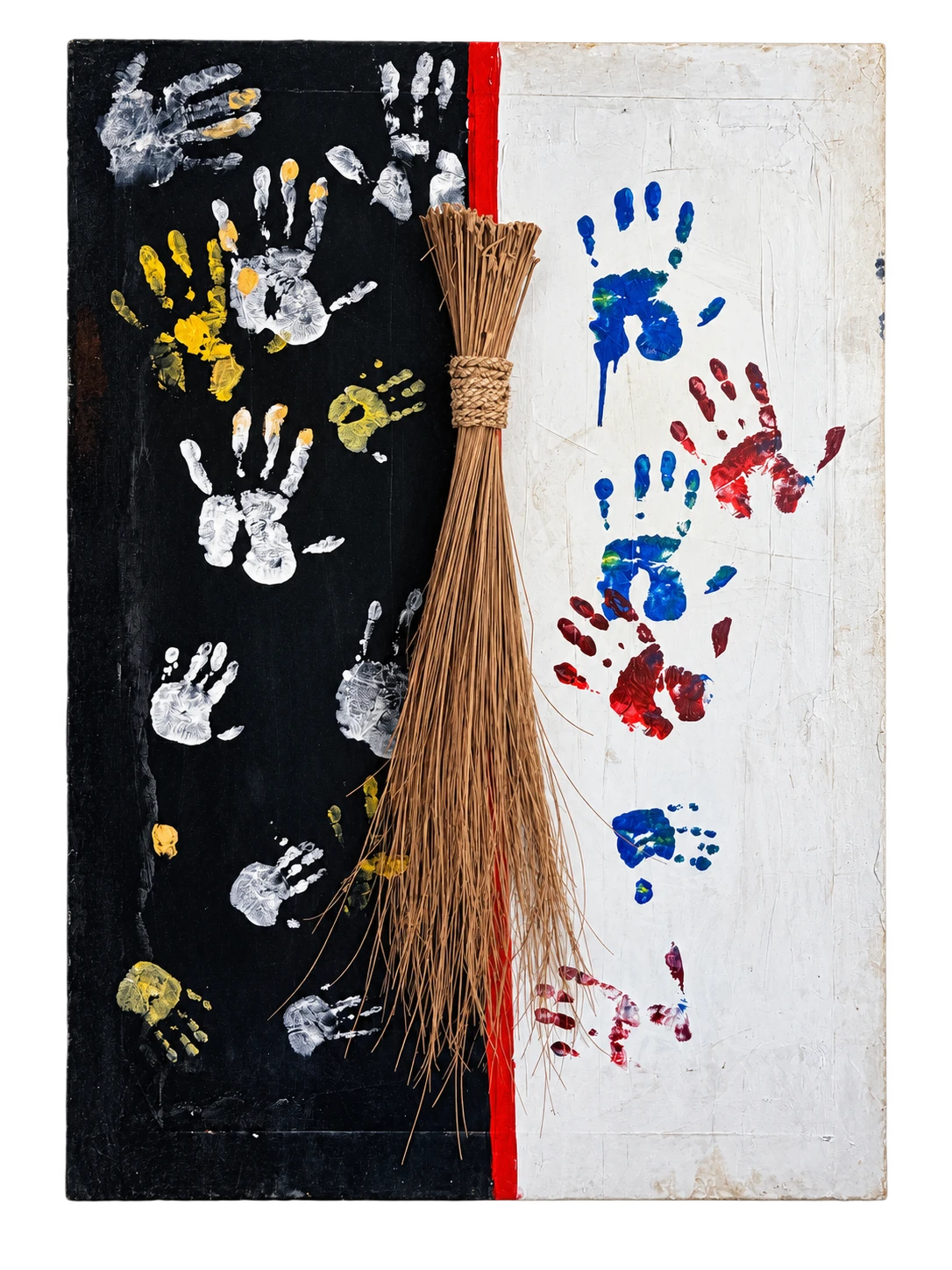 Collection photograph: handprints on black and white.