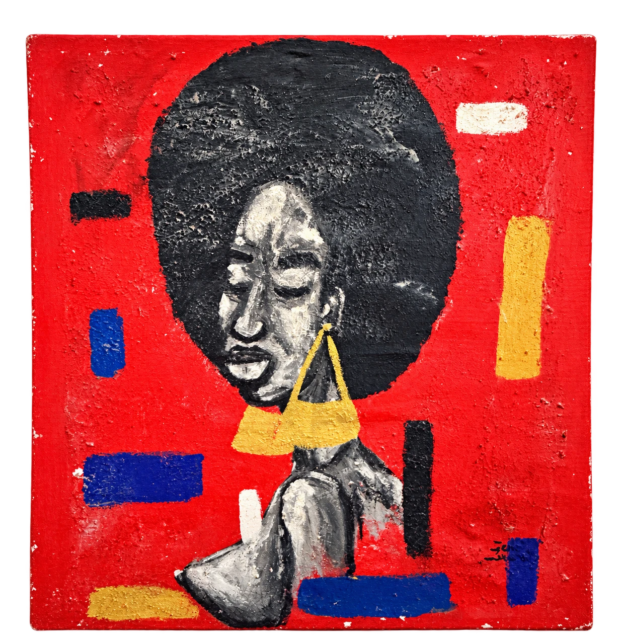 Collection photograph: portrait on red.