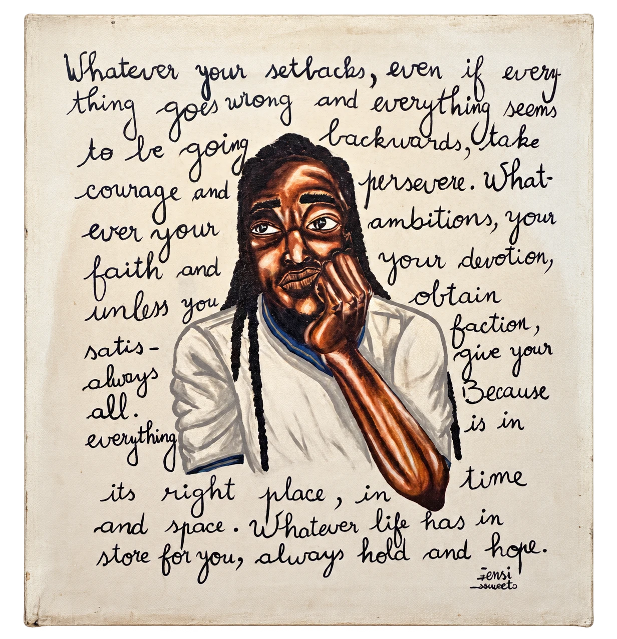 Collection photograph: portrait among words.